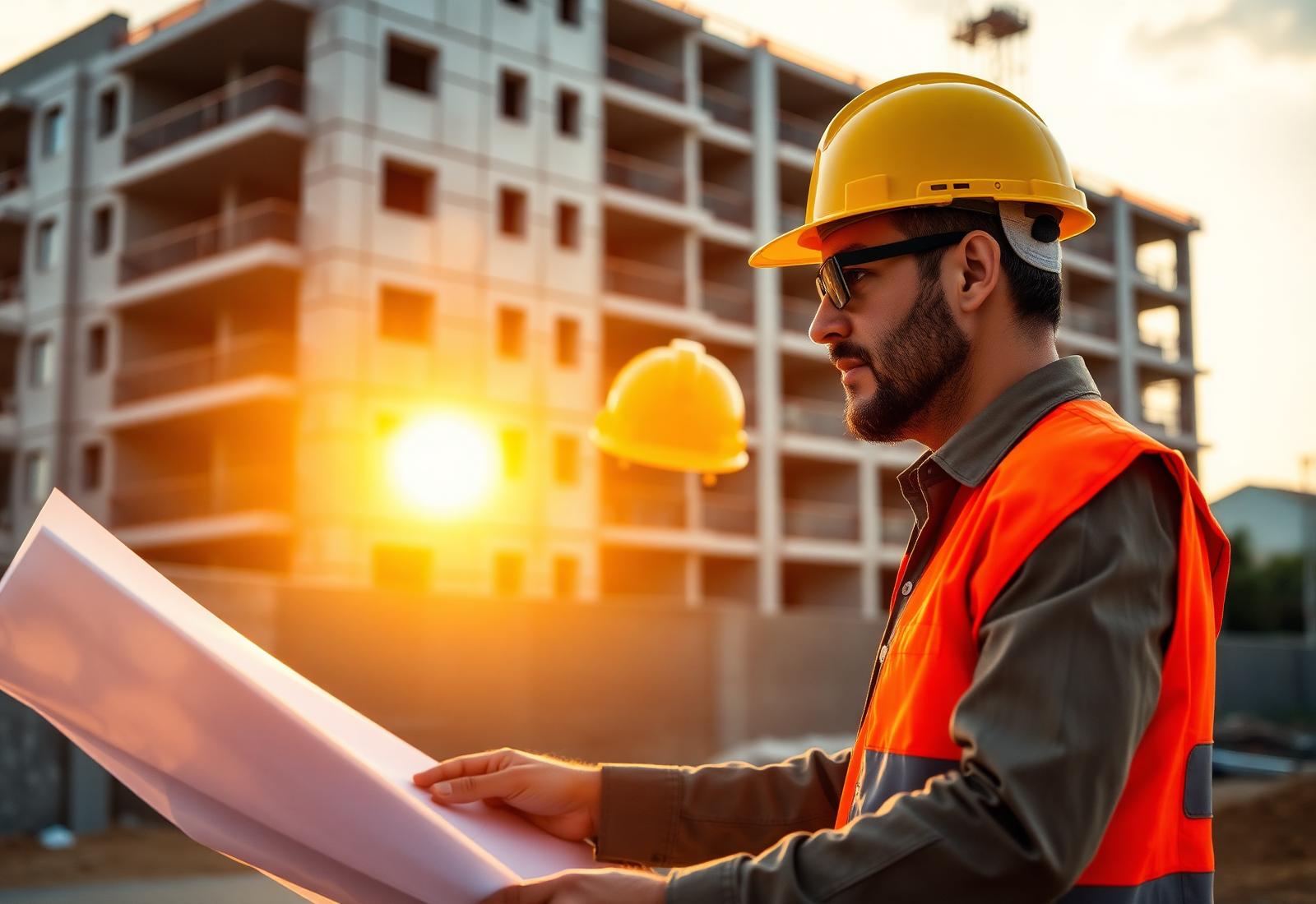 Engenheira de segurança do trabalho analisando documentos técnicos